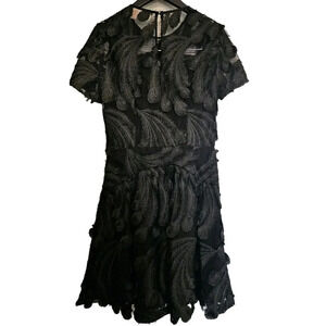 NWOT Michael Kors ‎ Feather-Embroidered Dress, Black, Size 2